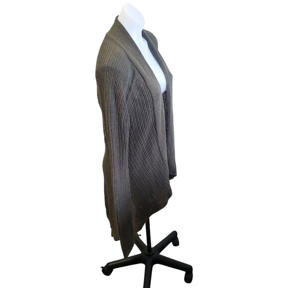 Prana Olive Green Open Front Diamond Cardigan Sweater Med Hemp/Organic Cotton - Picture 4 of 14